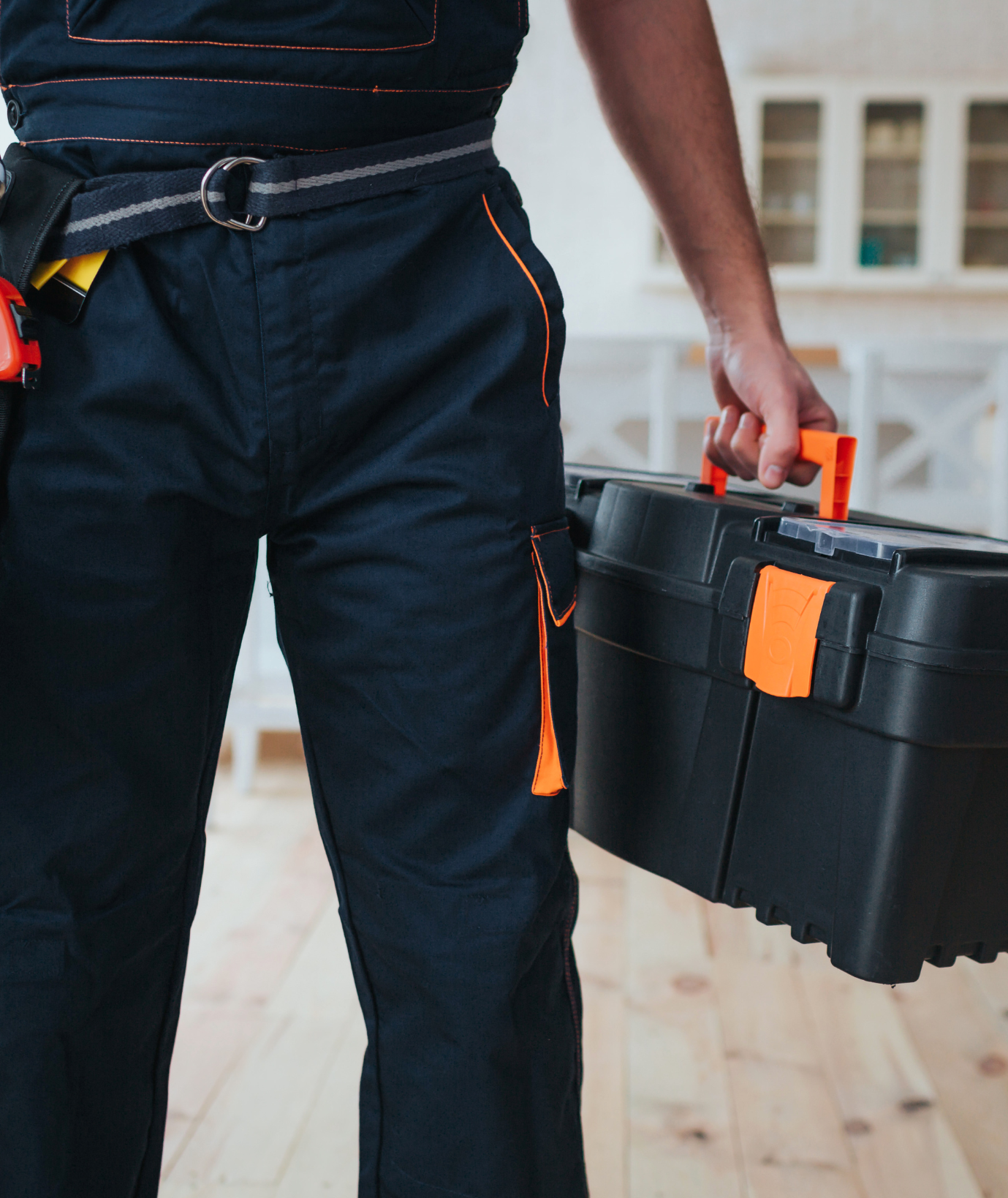Vendor arriving with a toolbox