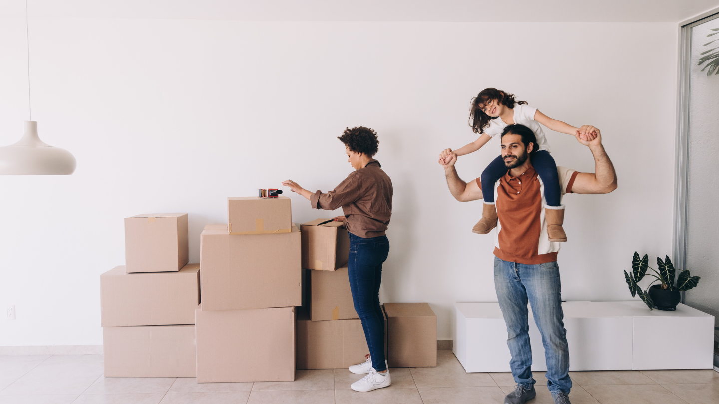 Tenants unpacking in a rental home