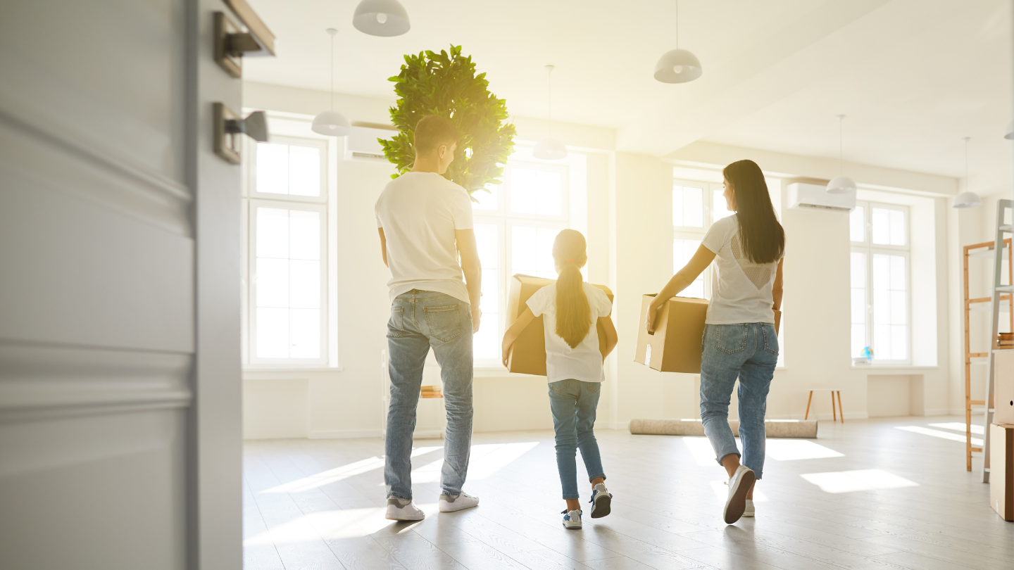 Family moving into a bright rental